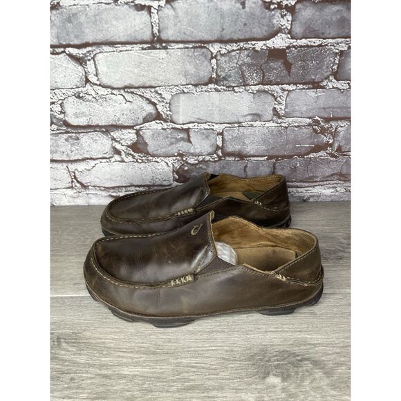 OluKai Moloa Brown Leather Slip On Beach Loafers Casual Shoes Men Sz 8M US/41EU main image 15